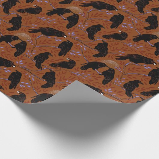 Spooky Moonlit Crows Share Eyeball Snack Geschenkpapier (Ecke)