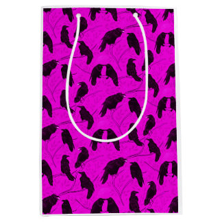 Spooky Moonlit Crows Share Eyeball Snack Goth Pink Mittlere Geschenktüte