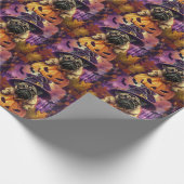 Spooky Mops Halloween Hexe und Kürbis Geschenkpapier (Ecke)