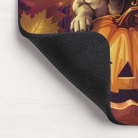 Spooky Mops Halloween Hexe und Kürbis Mousepad (Ecke)