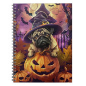 Spooky Mops Halloween Hexe und Kürbis Notizblock (Vorderseite)