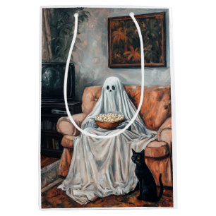 Spooky Movie Night   Ghost und Cat-Fernsehen Mittlere Geschenktüte