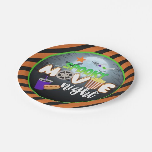 Spooky Movie Night Plate Pappteller (Schrägansicht)