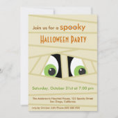Spooky Mummy Head Halloween-Party Einladung (Vorderseite)