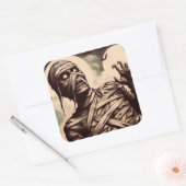 Spooky Mummy Horror Illustration Quadratischer Aufkleber (Umschlag)