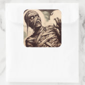 Spooky Mummy Horror Illustration Quadratischer Aufkleber (Tasche)
