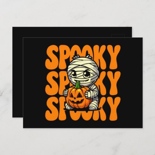 Spooky Mummy Hugging Pumpkin Halloween Postkarte (Vorne/Hinten)