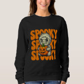 Spooky Mummy Hugging Pumpkin Halloween Sweatshirt (Vorderseite)