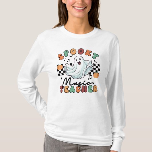 Spooky Music Teacher Halloween Retro T - Shirt (Vorderseite)