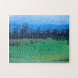 Spooky mystische Waldlandschaft bemalt Puzzle