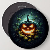 Spooky Natur glühend Halloween Kürbis Button (Vorne & Hinten)