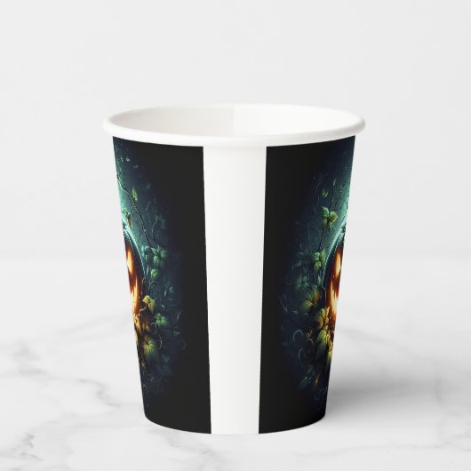 Spooky Natur glühend Halloween Kürbis Pappbecher (Links)