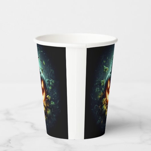 Spooky Natur glühend Halloween Kürbis Pappbecher (Rechts)