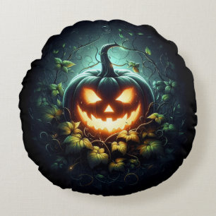 Spooky Natur glühend Halloween Kürbis Rundes Kissen