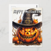Spooky Nefarious Happy Halloween Pumpkin Postkarte (Vorne/Hinten)