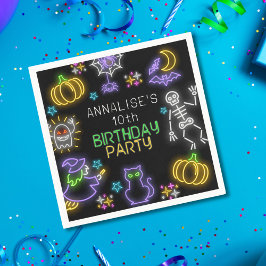 Spooky Neon Any Age Halloween Birthday Serviette
