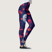Spooky Neon Jack-o' Lantern Halloween Night Scene Leggings (Rechts)