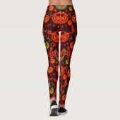 Spooky Neon Jack-o' Lantern Halloween Night Scene Leggings (Rückseite)