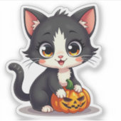 Spooky Niedlich B&W Kitten - Halloween Sticker (Vorderseite)