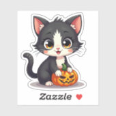 Spooky Niedlich B&W Kitten - Halloween Sticker (Blatt)