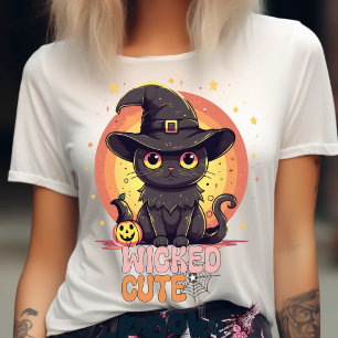 Spooky Niedlich Black Cat Halloween Autumn Pumpkin T-Shirt