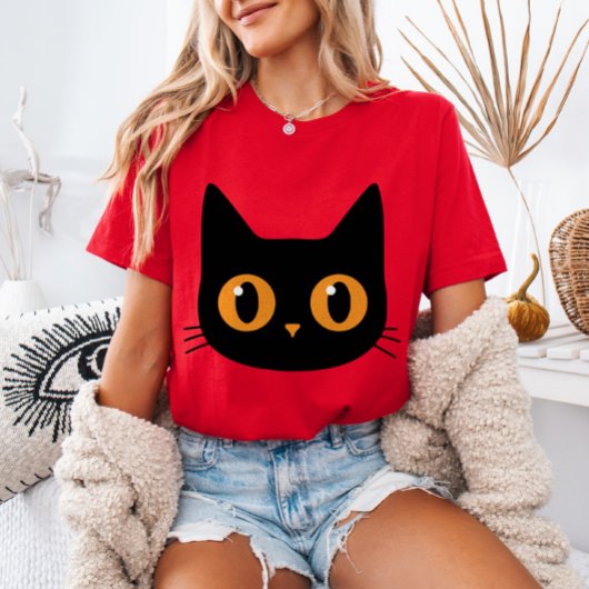 Spooky Niedlich Black Cat Head Halloween Feline T-Shirt