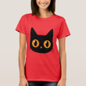 Spooky Niedlich Black Cat Head Halloween Feline T-Shirt (Vorderseite)