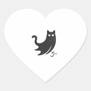 Spooky Niedlich Black Cat Lovers Boo Halloween Gho Herz-Aufkleber