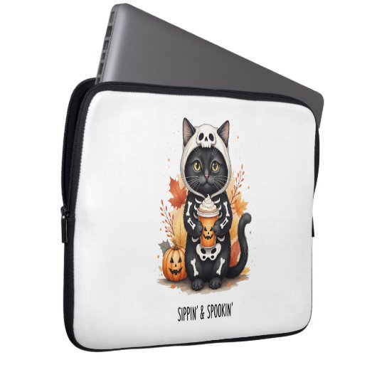 Spooky Niedlich Cat Halloween Laptopschutzhülle (Vorne Rechts)