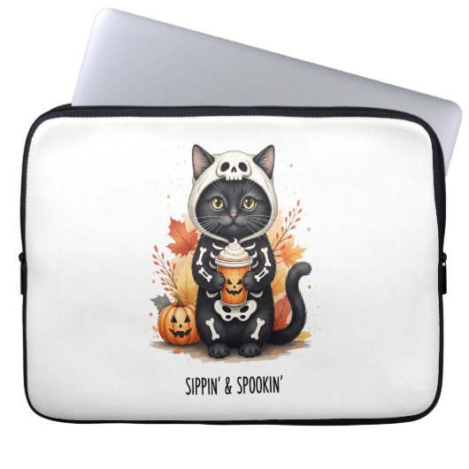 Spooky Niedlich Cat Halloween Laptopschutzhülle (Vorderseite)