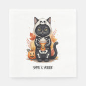 Spooky Niedlich Cat Halloween Serviette (Vorderseite)