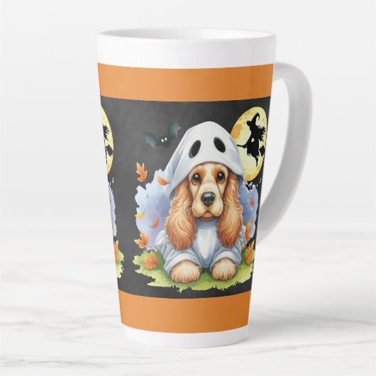 Spooky Niedlich Cocker Spaniel Ghost Dog Halloween Milchtasse (Rechte Ecke)