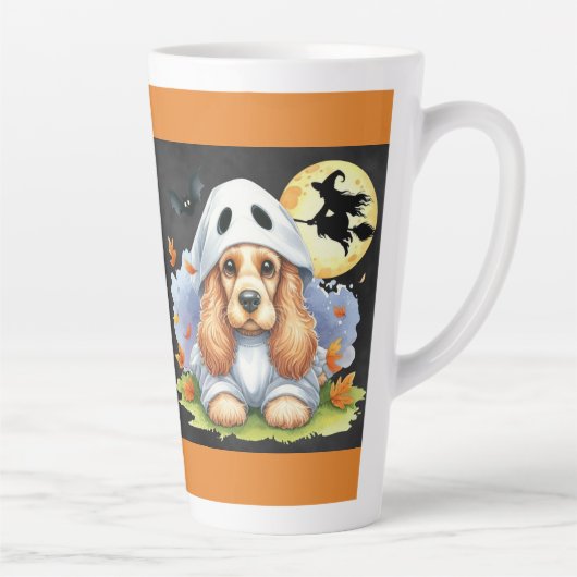 Spooky Niedlich Cocker Spaniel Ghost Dog Halloween Milchtasse (Rechts)
