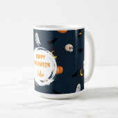Spooky Niedlich Dark Blue Happy Halloween Ghost Kaffeetasse (VorderseiteRechts)