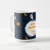 Spooky Niedlich Dark Blue Happy Halloween Ghost Kaffeetasse (Vorderseite Links)