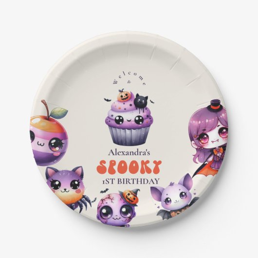 Spooky Niedlich erster Geburtstag Pappteller (Vorderseite)