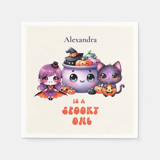 Spooky Niedlich erster Geburtstag Serviette (Vorderseite)