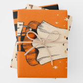 Spooky Niedlich Ghost Burnt Orange & Black Hallowe Geschenkpapier Set (Beispiel)