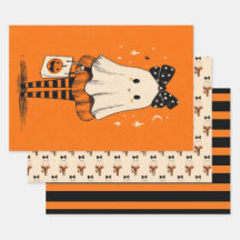 Spooky Niedlich Ghost Burnt Orange & Black Hallowe