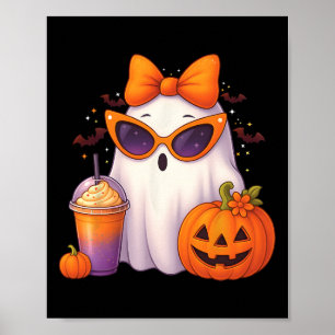Spooky Niedlich Ghost Drink Pumpkin Iced Kaffeehau Poster