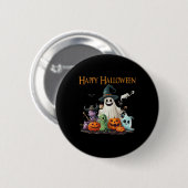 Spooky Niedlich Ghost Halloween Kostüm Happy Hallo Button (Vorne & Hinten)