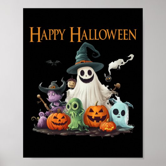 Spooky Niedlich Ghost Halloween Kostüm Happy Hallo Poster (Vorne)