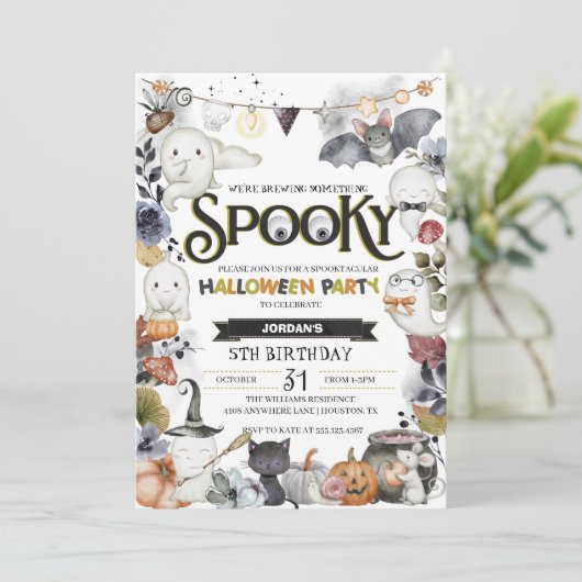 Spooky Niedlich Ghost Halloween-Party Einladung (Stehend Vorderseite)