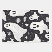 Spooky Niedlich Ghost Halloween Schwarz-weiß Geschenkpapier Set (Vorderseite 3)