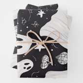 Spooky Niedlich Ghost Halloween Schwarz-weiß Geschenkpapier Set (Beispiel)