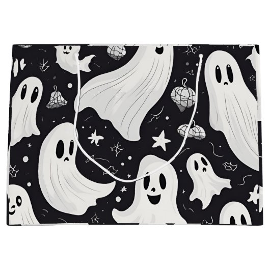 Spooky Niedlich Ghost Halloween Schwarz-weiß Große Geschenktüte (Vorderseite)