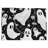 Spooky Niedlich Ghost Halloween Schwarz-weiß Große Geschenktüte (Rückseite)