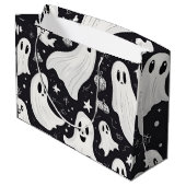 Spooky Niedlich Ghost Halloween Schwarz-weiß Große Geschenktüte (Rückseite Schrägansicht)