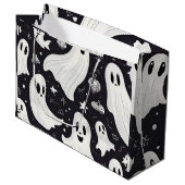 Spooky Niedlich Ghost Halloween Schwarz-weiß Große Geschenktüte (Vorderseite Schrägansicht)