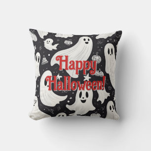 Spooky Niedlich Ghost Halloween Schwarz-weiß Kissen